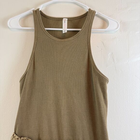 Daily Practice by Anthropologie Be Bold Racerback Twofer Midi Cinch Dress Tan M - Picture 2 of 12